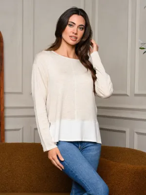WOMEN'S LONG SLEEVE 2 TONE TUNIC TOP