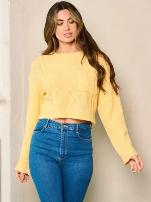 WOMEN'S LONG SLEEVE FRONT POCKET DETAILED CROP TOP