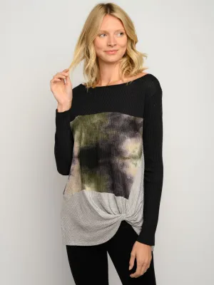WOMEN'S LONG SLEEVE FRONT TIE TOP