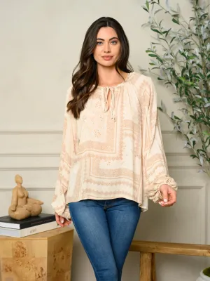 WOMEN'S LONG SLEEVE PRINT TOP