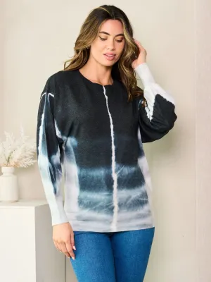 WOMEN'S LONG SLEEVE TIE DYE PRINT TOP