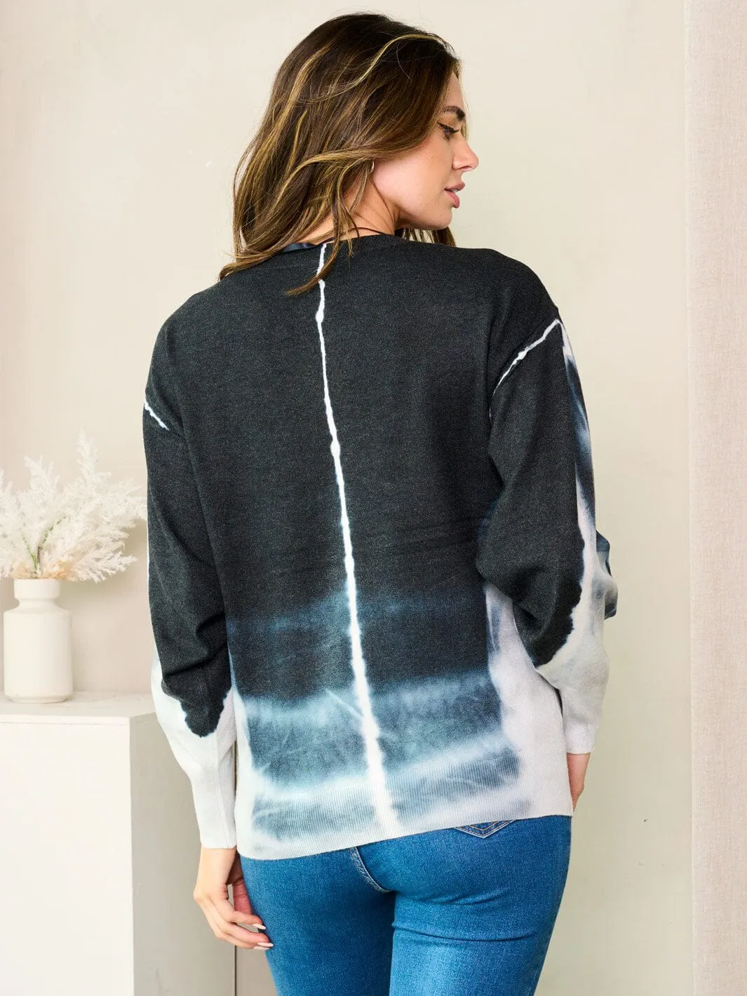 WOMEN'S LONG SLEEVE TIE DYE PRINT TOP