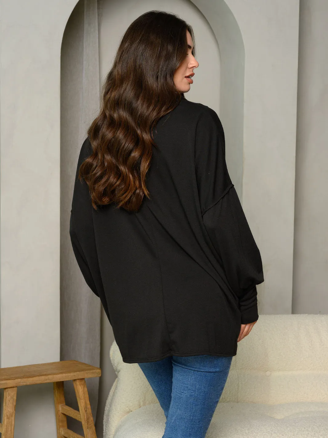 WOMEN'S LONG SLEEVE TURTLE NECK TUNIC TOP