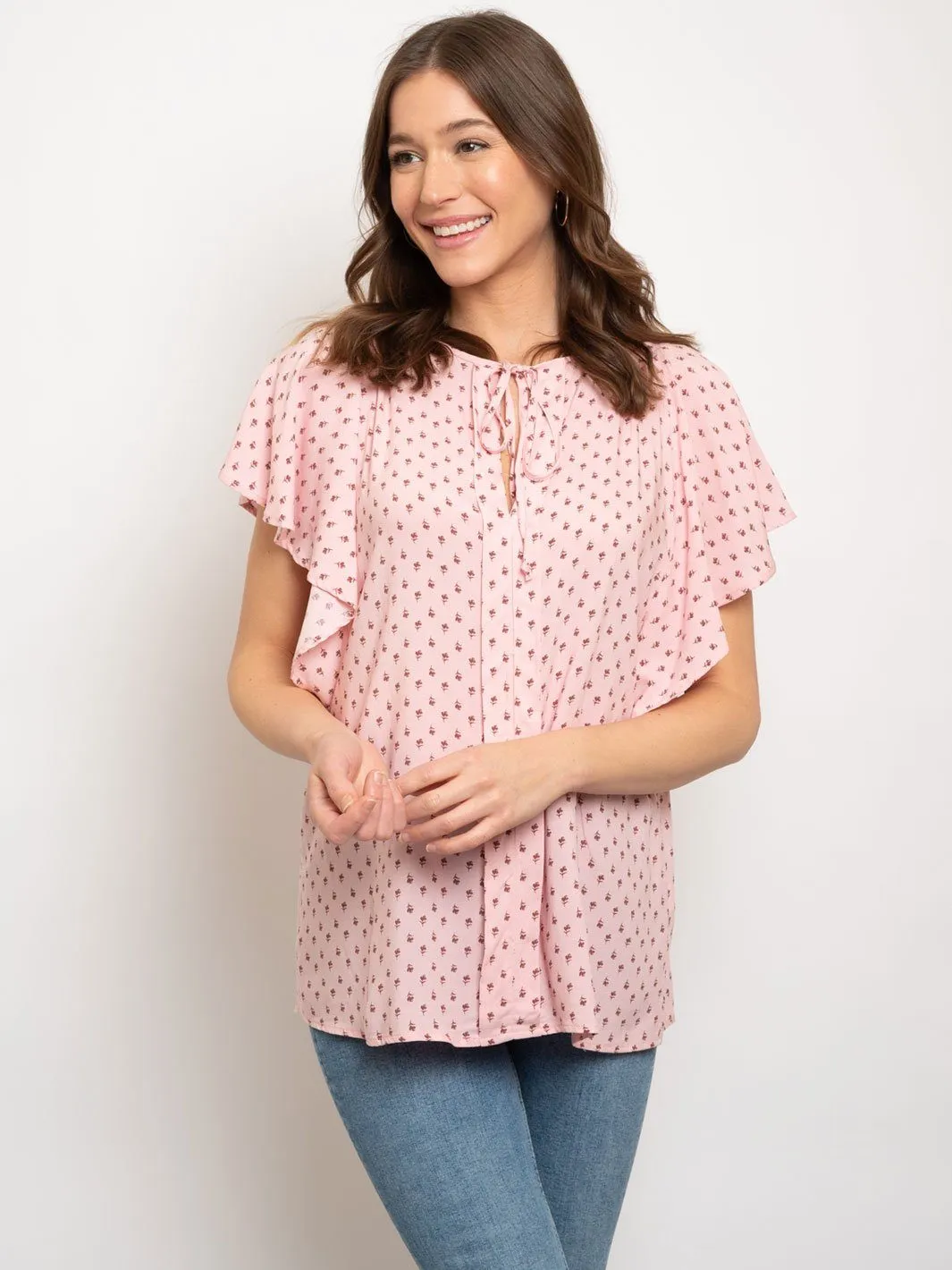 WOMEN'S PINK FLORAL TOP