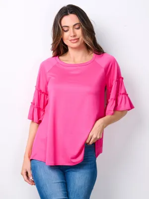 WOMEN'S SHORT RUFFLE SLEEVE TUNIC TOP