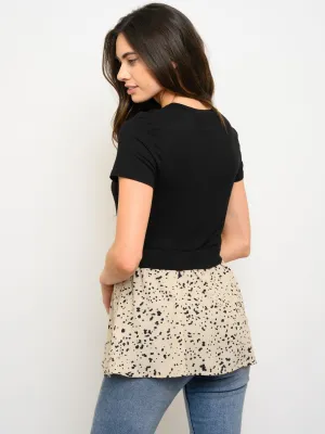 WOMEN'S SHORT SLEEVE CONTRAST TOP