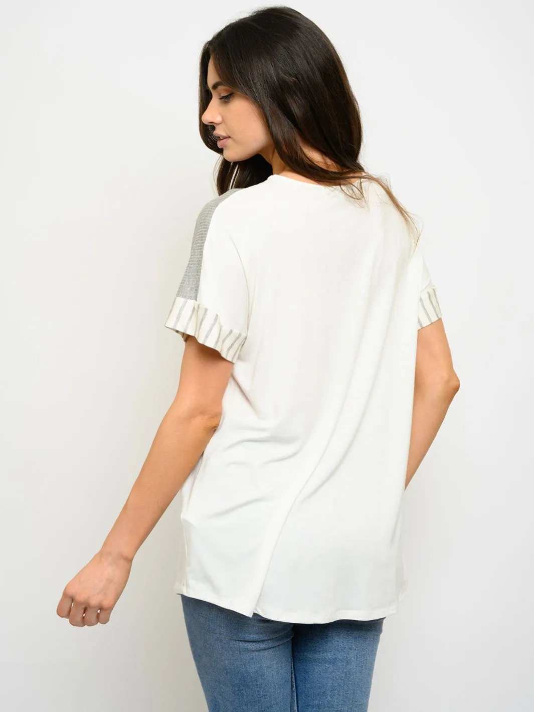 WOMEN'S SHORT SLEEVE FLORAL PRINT TOP