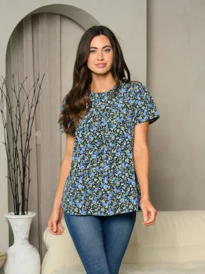 WOMEN'S SHORT SLEEVE FLORAL TUNIC TOP