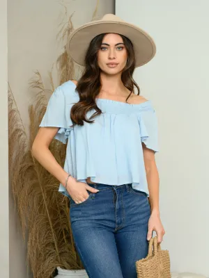 WOMEN'S SHORT SLEEVE SQUARE NECK TOP