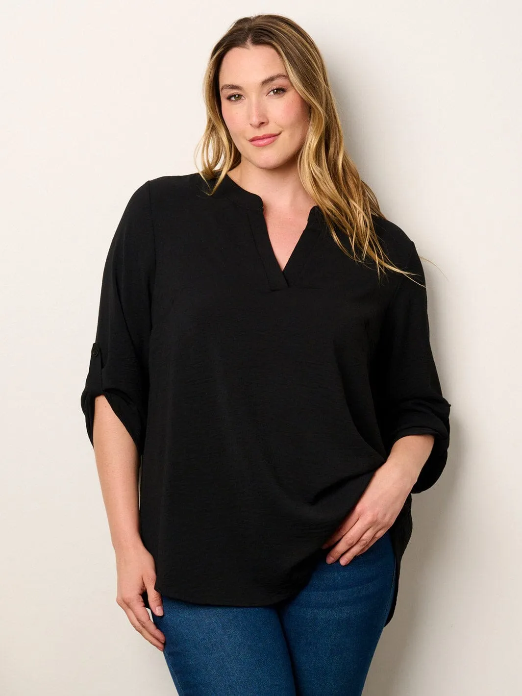 WOMEN'S SHORT SLEEVE V-NECK TUNIC BLOUSE TOP