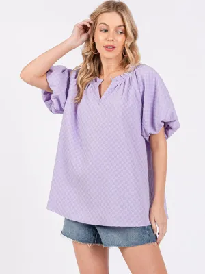 WOMEN'S SHORT SLEEVE V-NECK TUNIC DETAILED BLOUSE