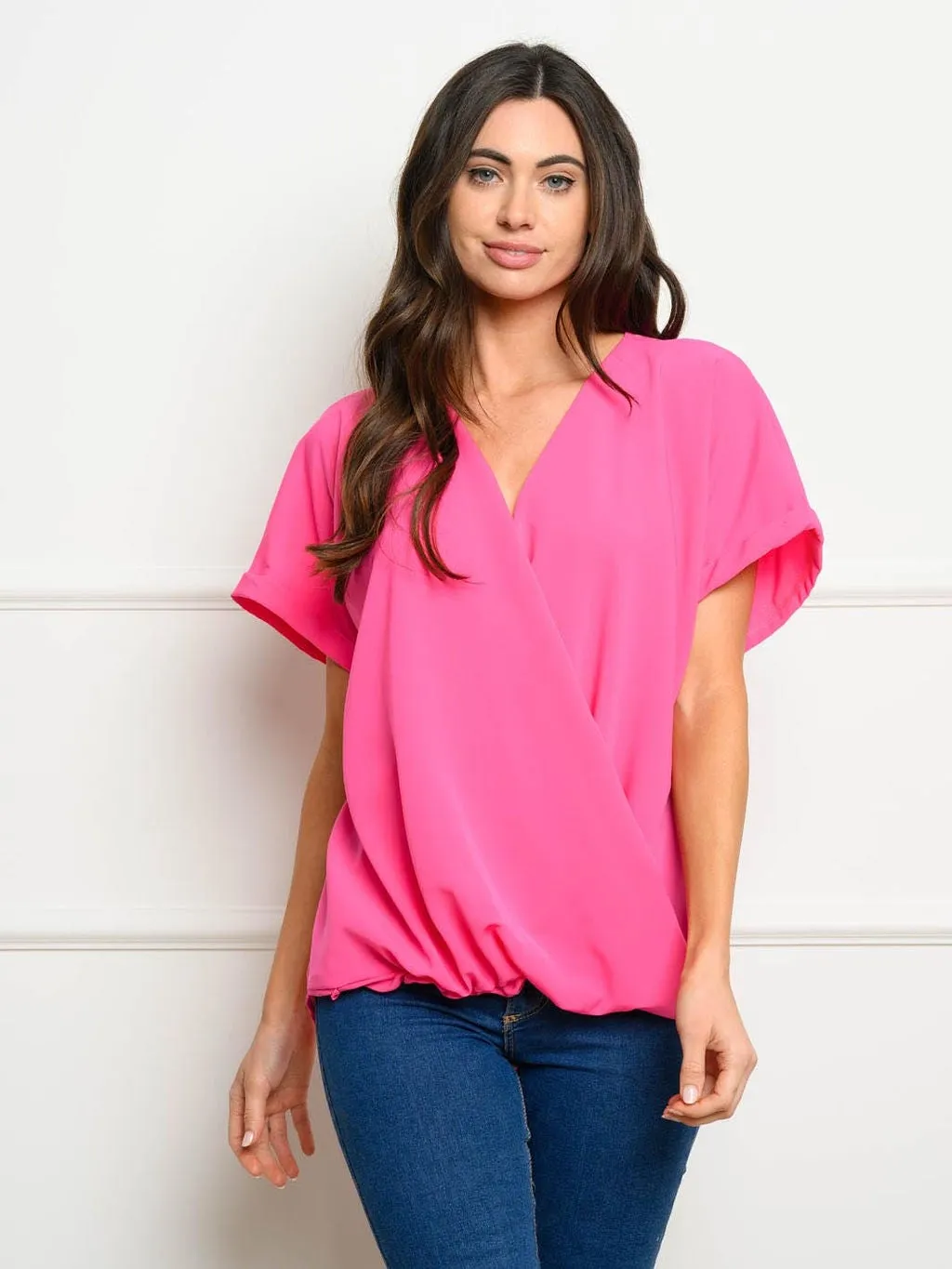 WOMEN'S SHORT SLEEVE WRAP TOP