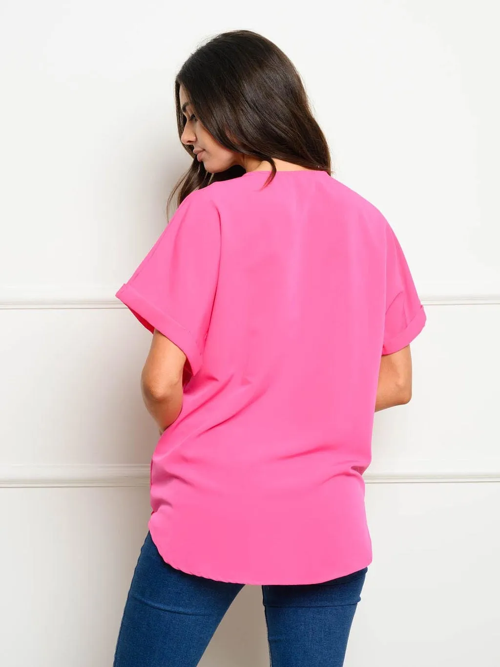 WOMEN'S SHORT SLEEVE WRAP TOP