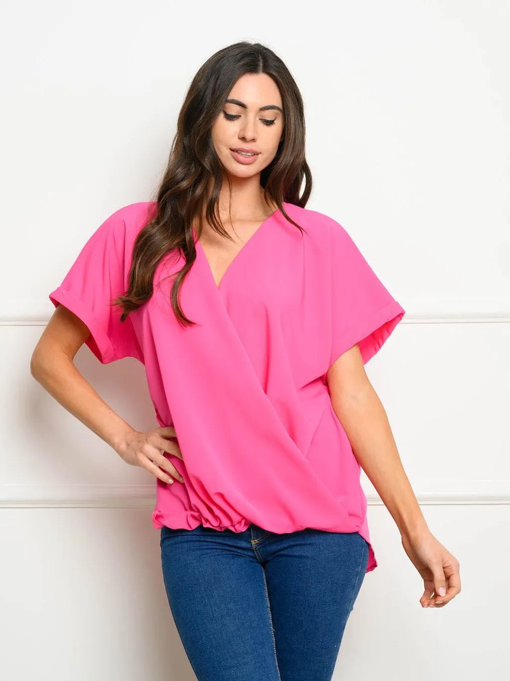 WOMEN'S SHORT SLEEVE WRAP TOP