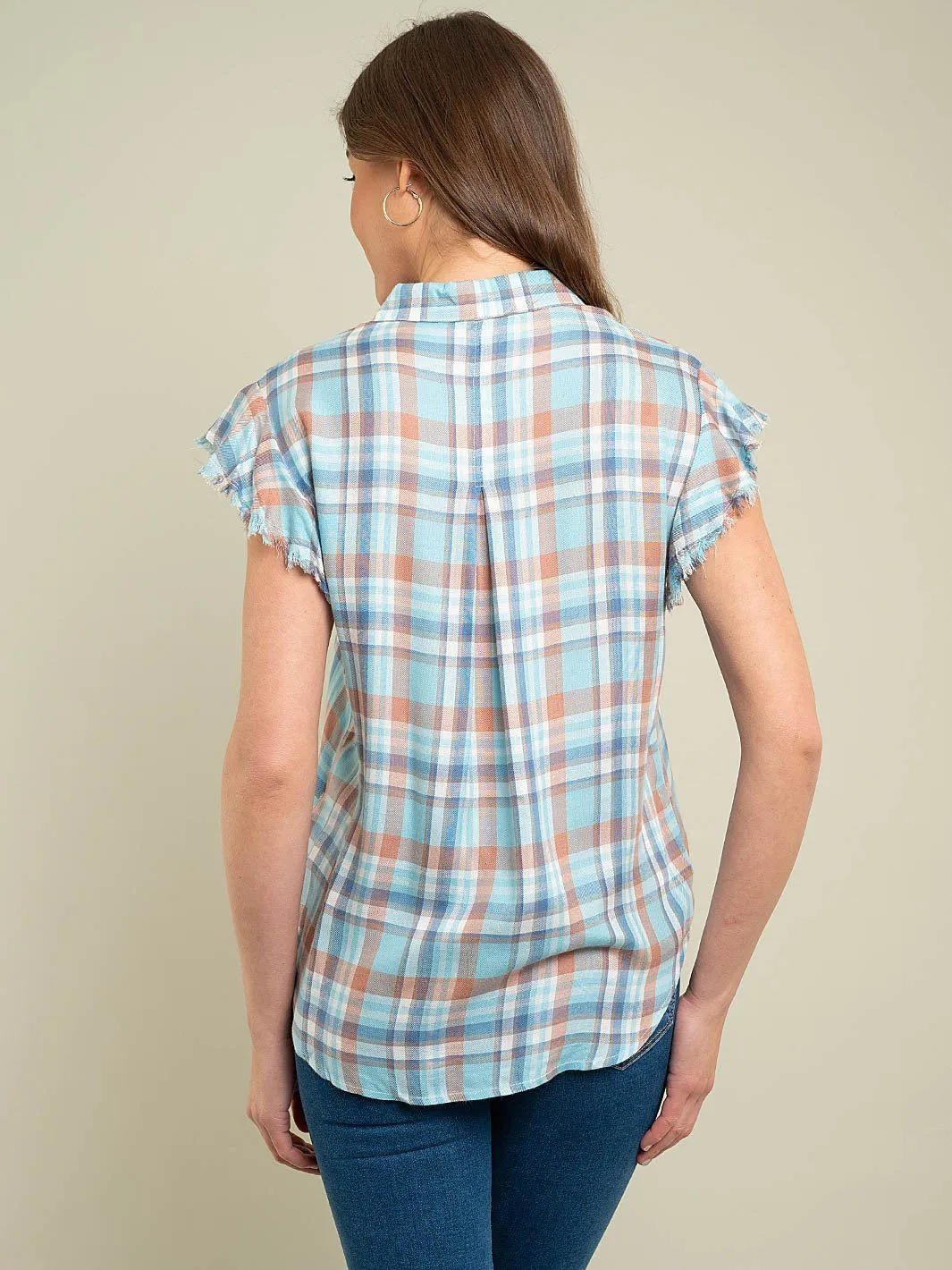 WOMEN'S SLEEVELESS PLAID WOVEN TOP