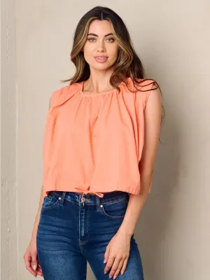 WOMEN'S SLEEVELESS SELF HEM TIE TOP