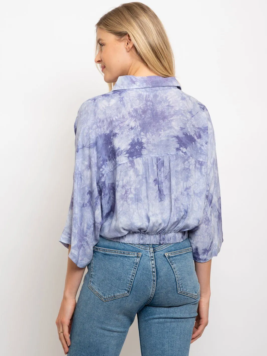 WOMEN'S TIE-DYE COLLAR BUTTON UP TOP