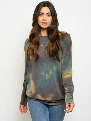 WOMEN'S TIE DYE TUNIC LONG SLEEVE TOP