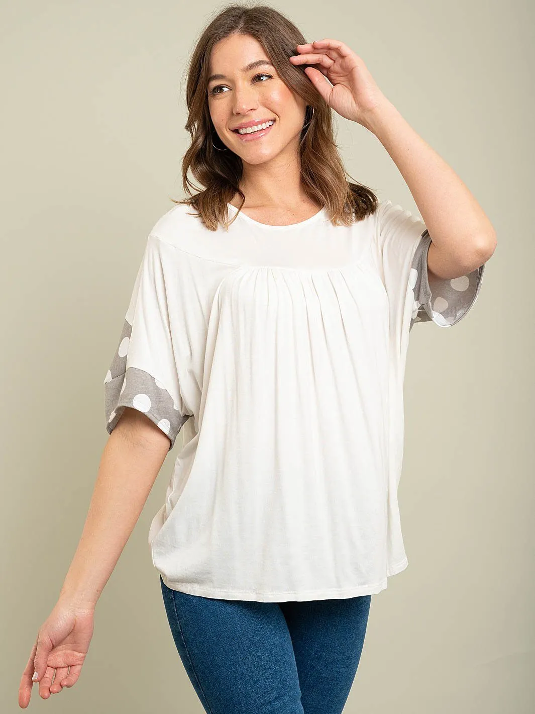 WOMEN'S TUNIC POLKA DOT TOP
