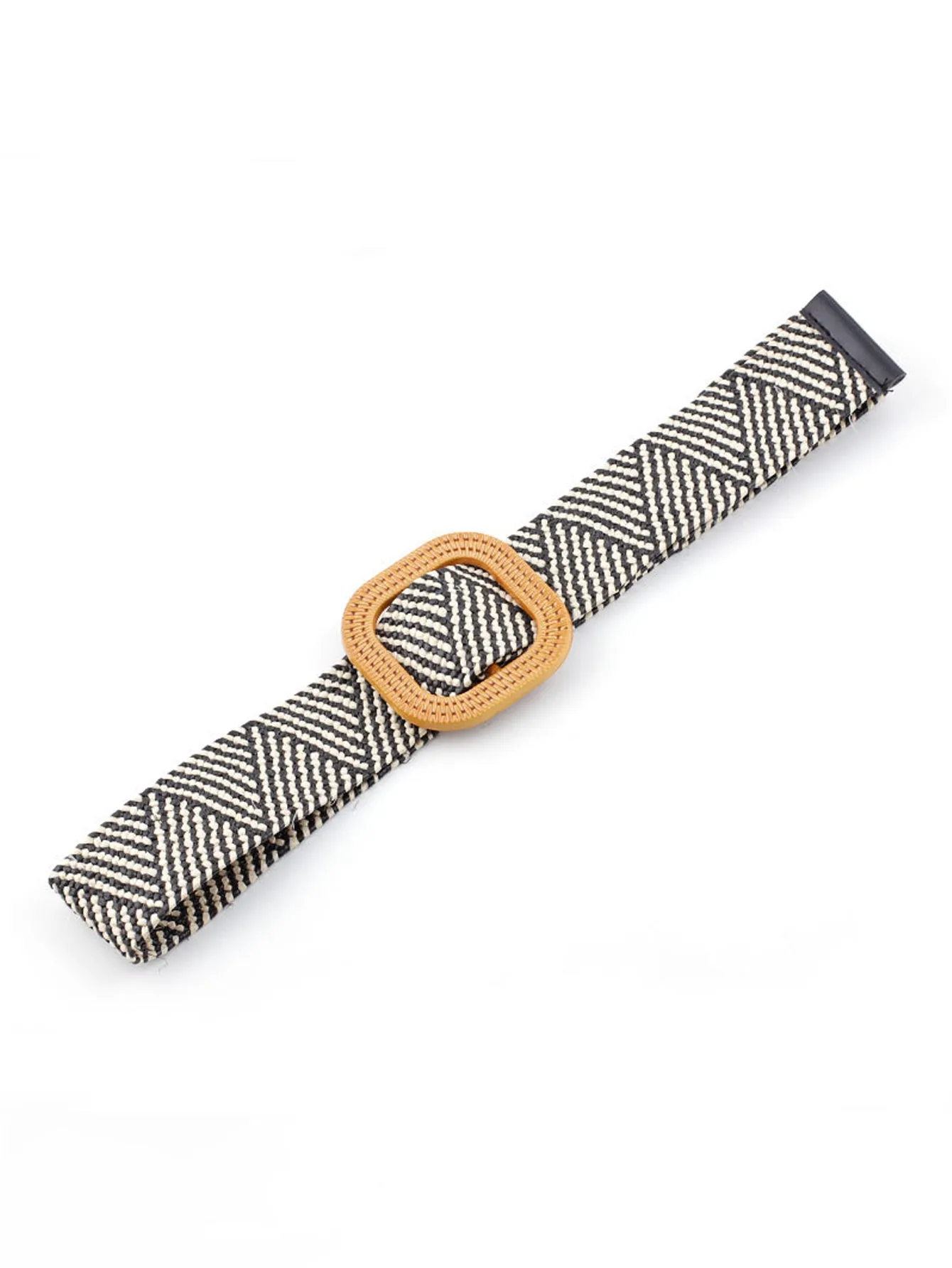 Woven Design Elastic Belt  - Black & White - FD ⚡