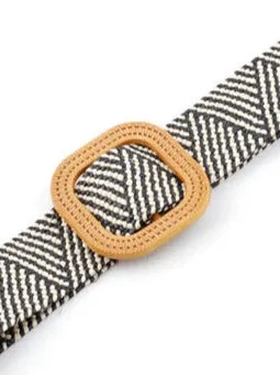 Woven Design Elastic Belt  - Black & White - FD ⚡