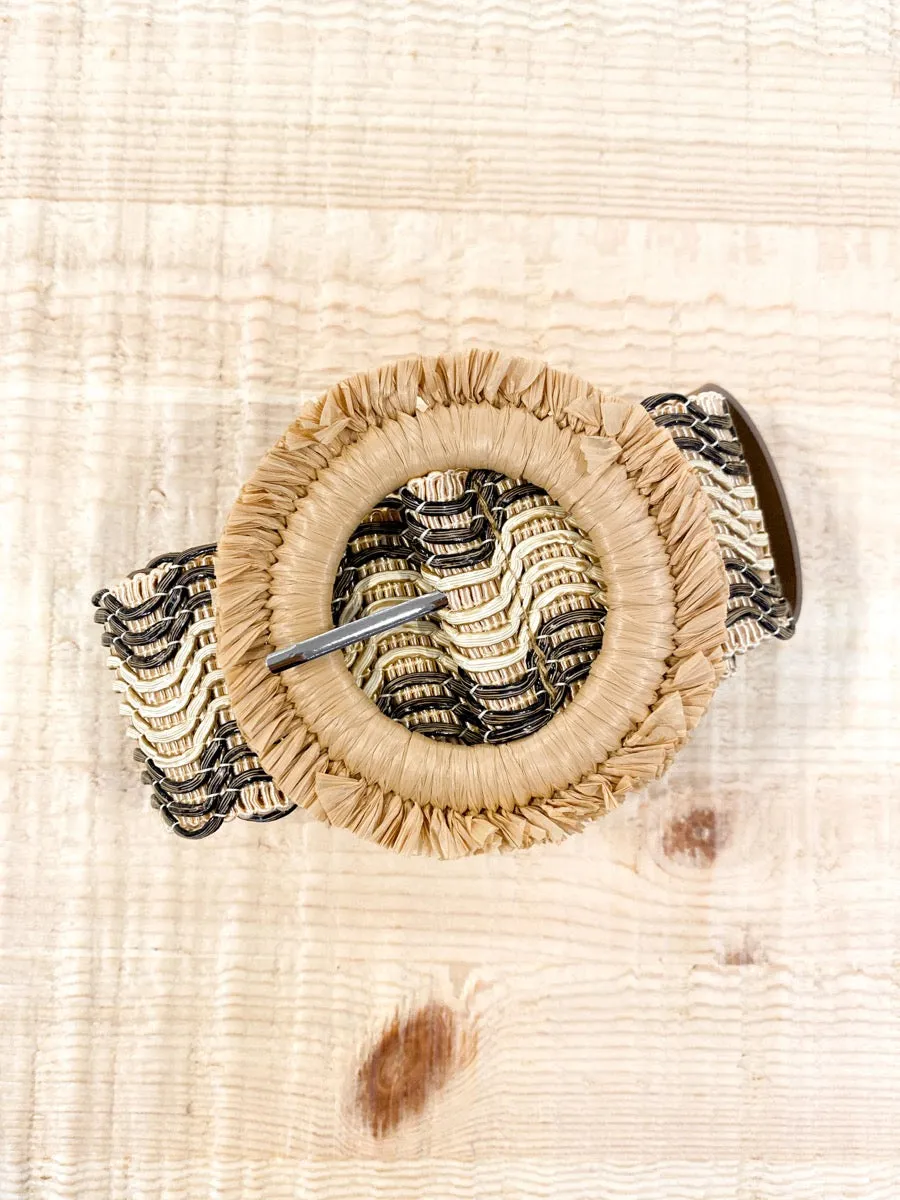 Woven Wavy Pattern Straw Belt